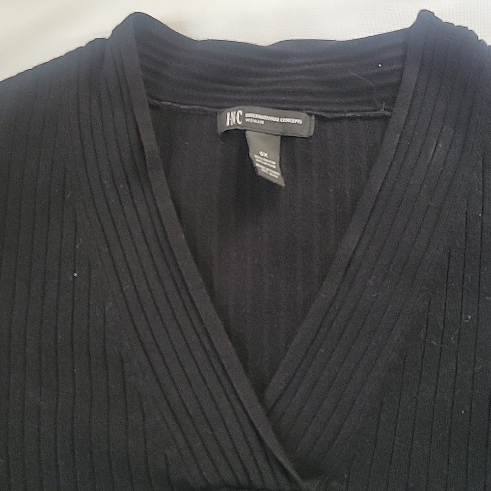 Inc. International Concept Woman's Black V-Neck Sweater, Size: OX - Picture 2 of 7